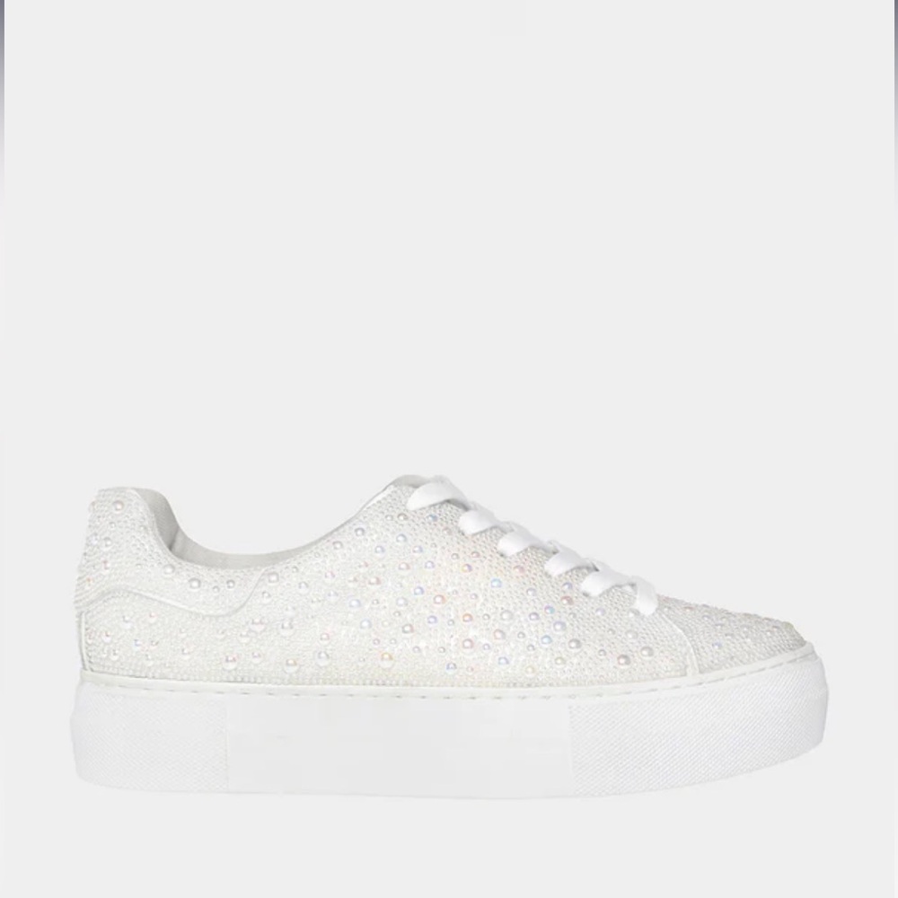 Betsey Johnson White Sneakers with Rhinestones